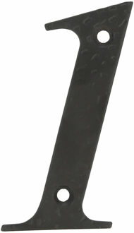 amig Huisnummer 1 - massief gesmeed staal - 10cm - incl. bijpassende schroeven - zwart
