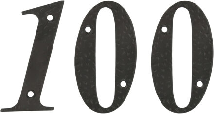 amig Huisnummer 100 - massief gesmeed staal - 10cm - incl. bijpassende schroeven - zwart