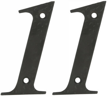 amig Huisnummer 11 - massief gesmeed staal - 10cm - incl. bijpassende schroeven - zwart