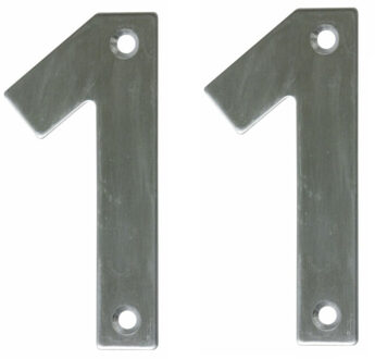 amig Huisnummer 11 - massief Inox RVS - 10cm - incl. bijpassende schroeven - zilver