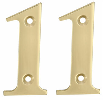 amig Huisnummer 11 - massief messing - 5cm - incl. bijpassende schroeven - gepolijst - goudkleur