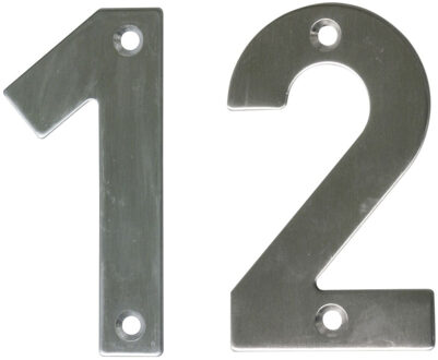 amig Huisnummer 12 - massief Inox RVS - 10cm - incl. bijpassende schroeven - zilver