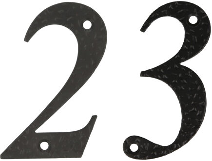 amig Huisnummer 23 - massief gesmeed staal - 10cm - incl. bijpassende schroeven - zwart