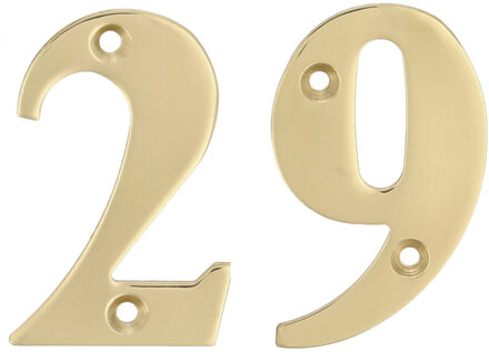 amig Huisnummer 29 - massief messing - 5cm - incl. bijpassende schroeven - gepolijst - goudkleur