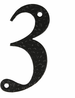 amig Huisnummer 3 - massief gesmeed staal - 10cm - incl. bijpassende schroeven - zwart