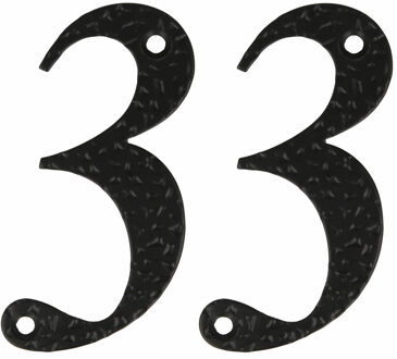 amig Huisnummer 33 - massief gesmeed staal - 10cm - incl. bijpassende schroeven - zwart