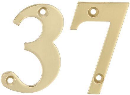 amig Huisnummer 37 - massief messing - 5cm - incl. bijpassende schroeven - gepolijst - goudkleur