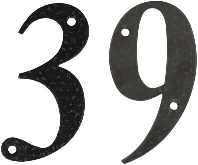 amig Huisnummer 39 - massief gesmeed staal - 10cm - incl. bijpassende schroeven - zwart