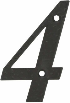 amig Huisnummer 4 - massief gesmeed staal - 10cm - incl. bijpassende schroeven - zwart