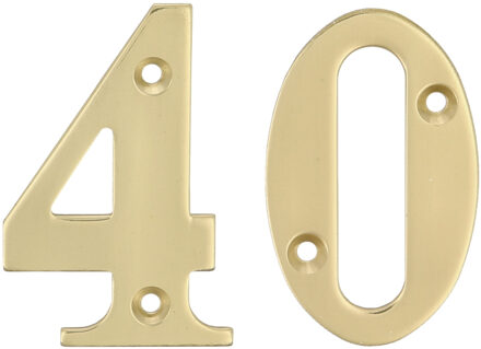 amig Huisnummer 40 - massief messing - 10cm - incl. bijpassende schroeven - gepolijst - goudkleur