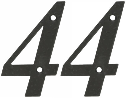 amig Huisnummer 44 - massief gesmeed staal - 10cm - incl. bijpassende schroeven - zwart