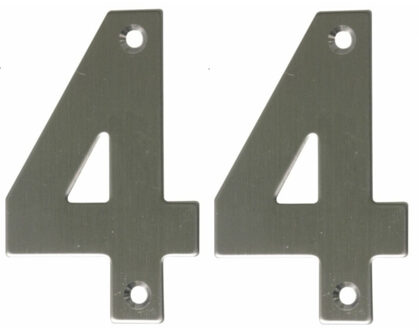 amig Huisnummer 44 - massief Inox RVS - 10cm - incl. bijpassende schroeven - zilver