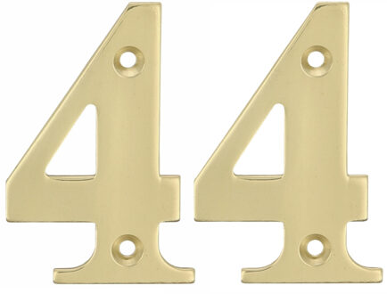 amig Huisnummer 44 - massief messing - 5cm - incl. bijpassende schroeven - gepolijst - goudkleur