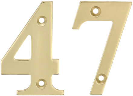 amig Huisnummer 47 - massief messing - 5cm - incl. bijpassende schroeven - gepolijst - goudkleur