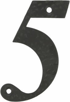 amig Huisnummer 5 - massief gesmeed staal - 10cm - incl. bijpassende schroeven - zwart - Huisnummers