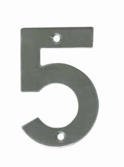 amig Huisnummer 5 - massief Inox RVS - 10cm - incl. bijpassende schroeven - zilver