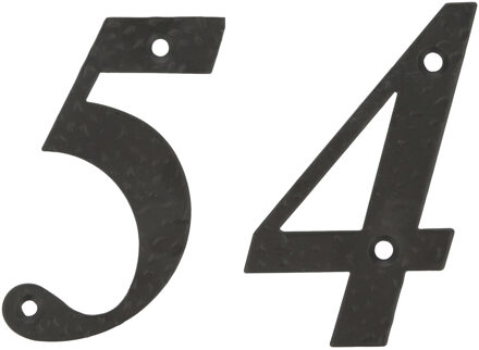 amig Huisnummer 54 - massief gesmeed staal - 10cm - incl. bijpassende schroeven - zwart