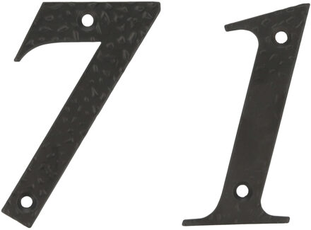 amig Huisnummer 71 - massief gesmeed staal - 10cm - incl. bijpassende schroeven - zwart