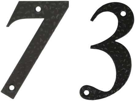 amig Huisnummer 73 - massief gesmeed staal - 10cm - incl. bijpassende schroeven - zwart