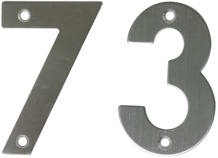 amig Huisnummer 73 - massief Inox RVS - 10cm - incl. bijpassende schroeven - zilver