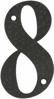 amig Huisnummer 8 - massief gesmeed staal - 10cm - incl. bijpassende schroeven - zwart