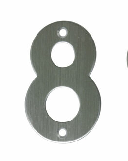 amig Huisnummer 8 - massief Inox RVS - 10cm - incl. bijpassende schroeven - zilver