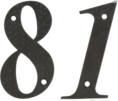 amig Huisnummer 81 - massief gesmeed staal - 10cm - incl. bijpassende schroeven - zwart