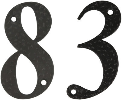 amig Huisnummer 83 - massief gesmeed staal - 10cm - incl. bijpassende schroeven - zwart