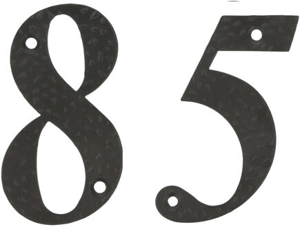 amig Huisnummer 85 - massief gesmeed staal - 10cm - incl. bijpassende schroeven - zwart
