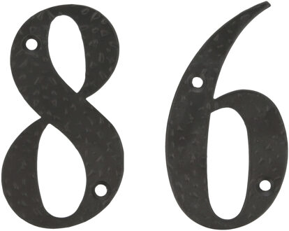 amig Huisnummer 86 - massief gesmeed staal - 10cm - incl. bijpassende schroeven - zwart