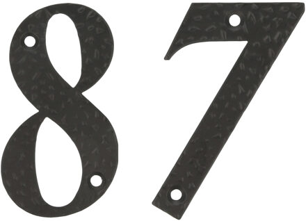 amig Huisnummer 87 - massief gesmeed staal - 10cm - incl. bijpassende schroeven - zwart