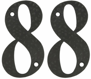 amig Huisnummer 88 - massief gesmeed staal - 10cm - incl. bijpassende schroeven - zwart