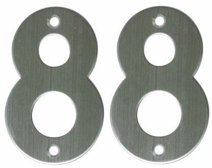 amig Huisnummer 88 - massief Inox RVS - 10cm - incl. bijpassende schroeven - zilver