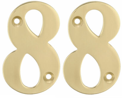 amig Huisnummer 88 - massief messing - 5cm - incl. bijpassende schroeven - gepolijst - goudkleur