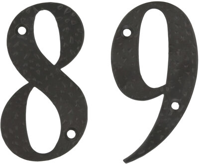amig Huisnummer 89 - massief gesmeed staal - 10cm - incl. bijpassende schroeven - zwart