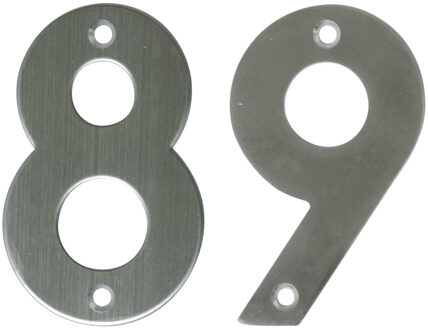 amig Huisnummer 89 - massief Inox RVS - 10cm - incl. bijpassende schroeven - zilver