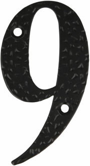amig Huisnummer 9 - massief gesmeed staal - 10cm - incl. bijpassende schroeven - zwart