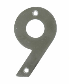 amig Huisnummer 9 - massief Inox RVS - 10cm - incl. bijpassende schroeven - zilver