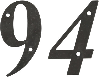 amig Huisnummer 94 - massief gesmeed staal - 10cm - incl. bijpassende schroeven - zwart