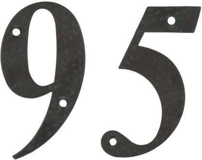 amig Huisnummer 95 - massief gesmeed staal - 10cm - incl. bijpassende schroeven - zwart