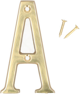 amig Huisnummer/letter A - massief messing - 10cm - incl. bijpassende schroeven - gepolijst - goudkl