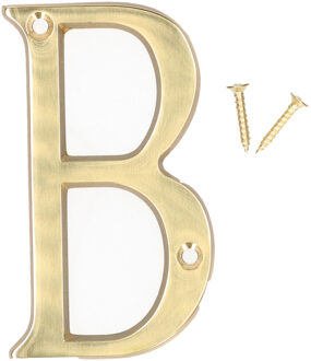 amig Huisnummer/letter B - massief messing - 10cm - incl. bijpassende schroeven - gepolijst