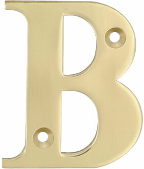 amig Huisnummer/letter B - massief messing - 5cm - incl. bijpassende schroeven - gepolijst