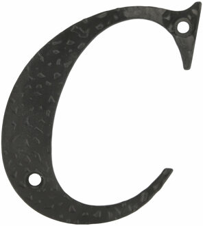 amig Huisnummer/letter C - massief gesmeed staal - 10cm - incl. bijpassende schroeven - zwart
