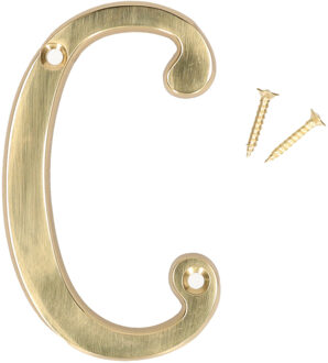 amig Huisnummer/letter C - massief messing - 10cm - incl. bijpassende schroeven - gepolijst