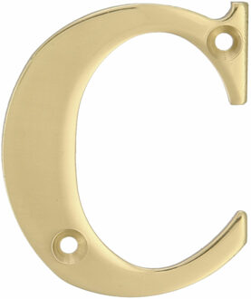 amig Huisnummer/letter C - massief messing - 5cm - incl. bijpassende schroeven - gepolijst