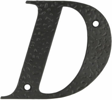 amig Huisnummer/letter D - massief gesmeed staal - 10cm - incl. bijpassende schroeven - zwart