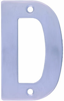 amig Huisnummer/letter D - massief Inox RVS - 10cm - incl. bijpassende schroeven - zilver