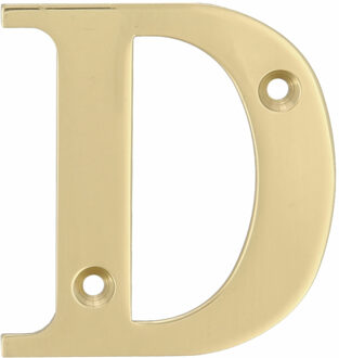 amig Huisnummer/letter D - massief messing - 5cm - incl. bijpassende schroeven - gepolijst