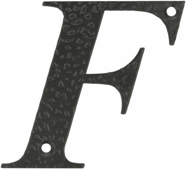 amig Huisnummer/letter F - massief gesmeed staal - 10cm - incl. bijpassende schroeven - zwart